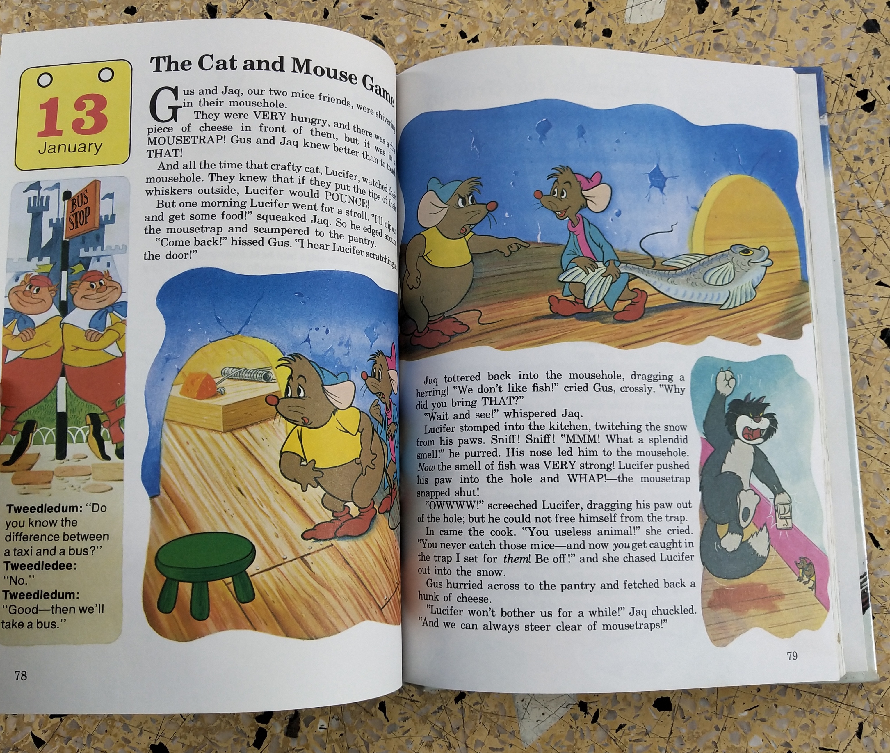 หนังสือภาพการ์ตูนดิสนีย์น่ารัก **หนังสิอเก่า มีตำหนิ โปรดตรวจสอบทุกภาพ ปกแข็ง ฉบับภาษาอังกฤษ เล่าเรื่องราวของทุกวันในฤดูหนาว ผ่านตัวการ์ตูนจากดิสนีย์ Story a Day for every day of the year ,Winter