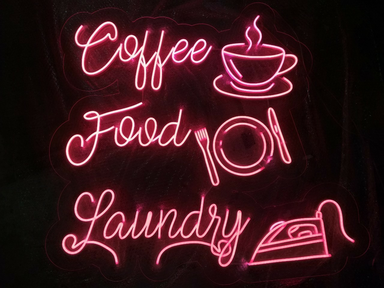 ป้ายไฟนีออนLED แสงสีชมพู อะคริลิครองหลัง