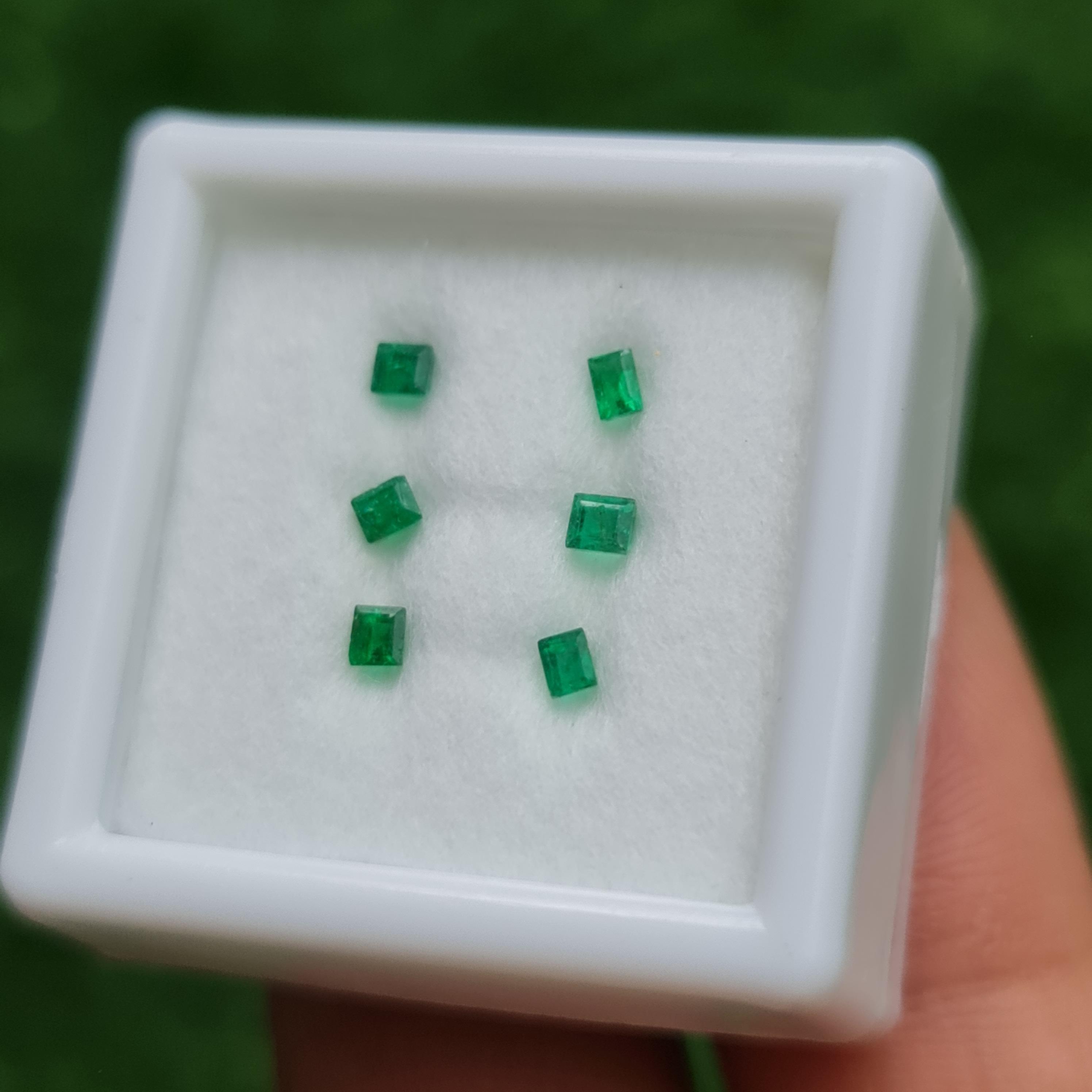 พลอย มรกต Natural Emerald แซมเบีย 0.32 กะรัต (Cts.) 5 เม็ด พลอยแท้ อัญมณีมงคลประจําวันเกิด เครื่องประดับพลอย