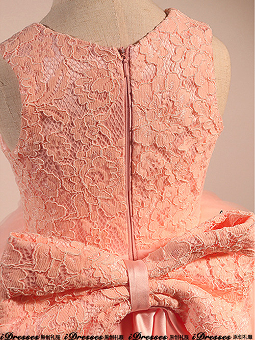 Pre-order ชุดราตรีเด็ก ชุดออกงาน สไตล์เจ้าหญิง สวยหวานเสื้อลูกไม้สีชมพู น่ารัก กระโปรงตาข่าย ด้านหลังมีโบว์ใหญ่ เรียบหรู ทันสมัย