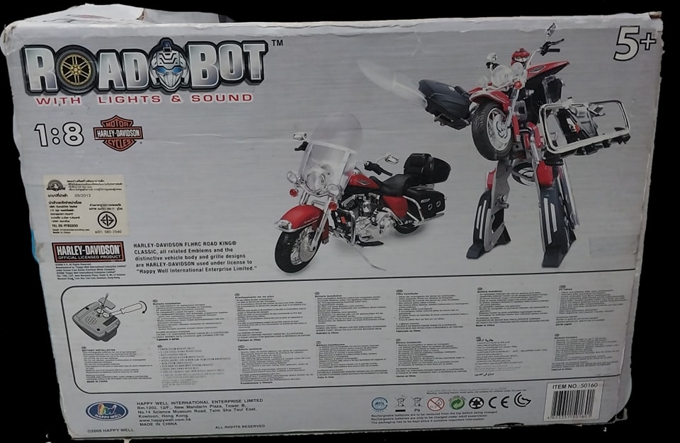โมเดลรถแปลงเป็นหุ่น รถมอเตอร์ไซค์ Harley Davidson สภาพแกะประกอบ ***ไม่มี :-ขาตั้งรถ และปืนหาย 1 กระบอก