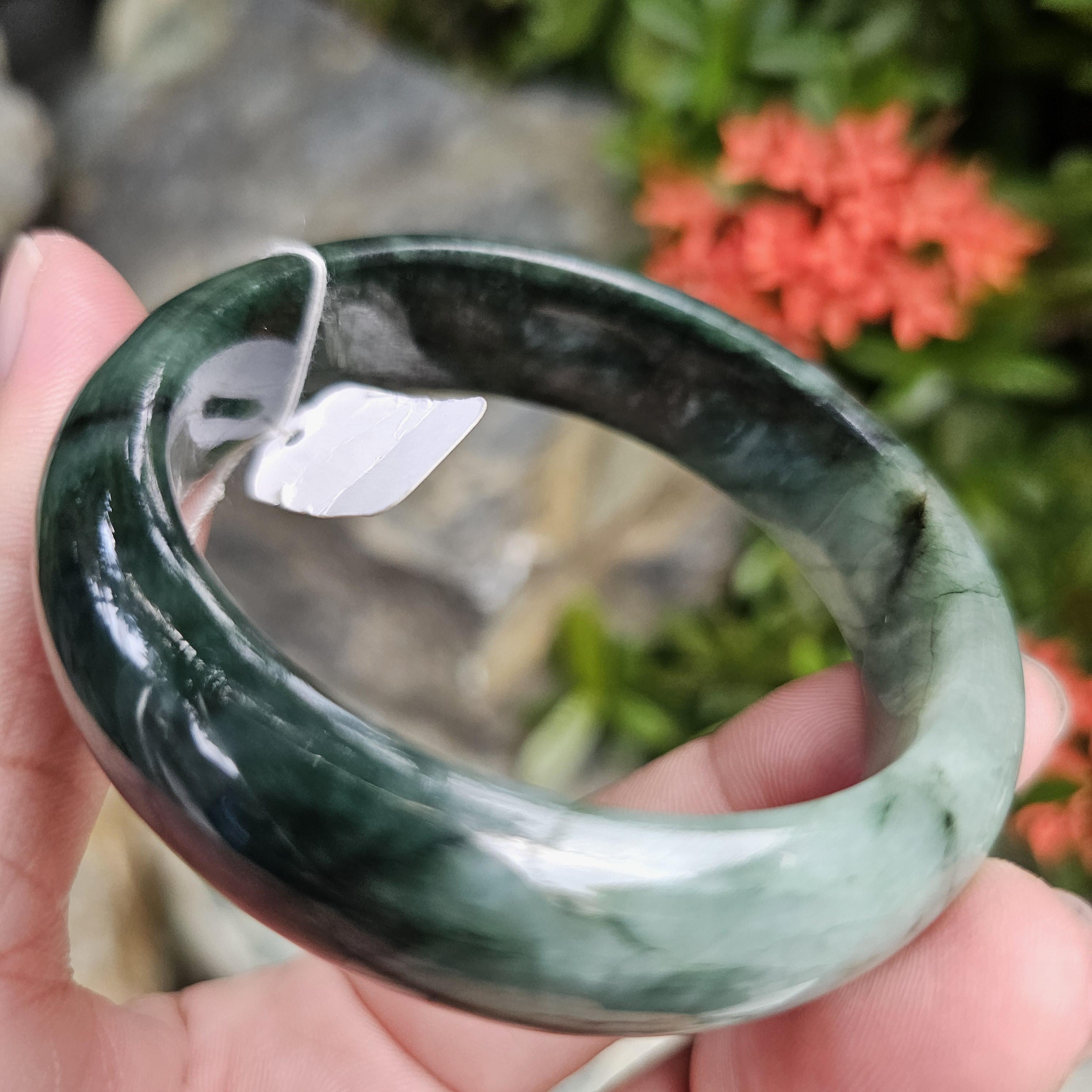 JB6804036 หยก พม่า แท้ Jade กำไลหยก 56.7 มม. (Jadeite bracelet) พม่า (Myanmar)