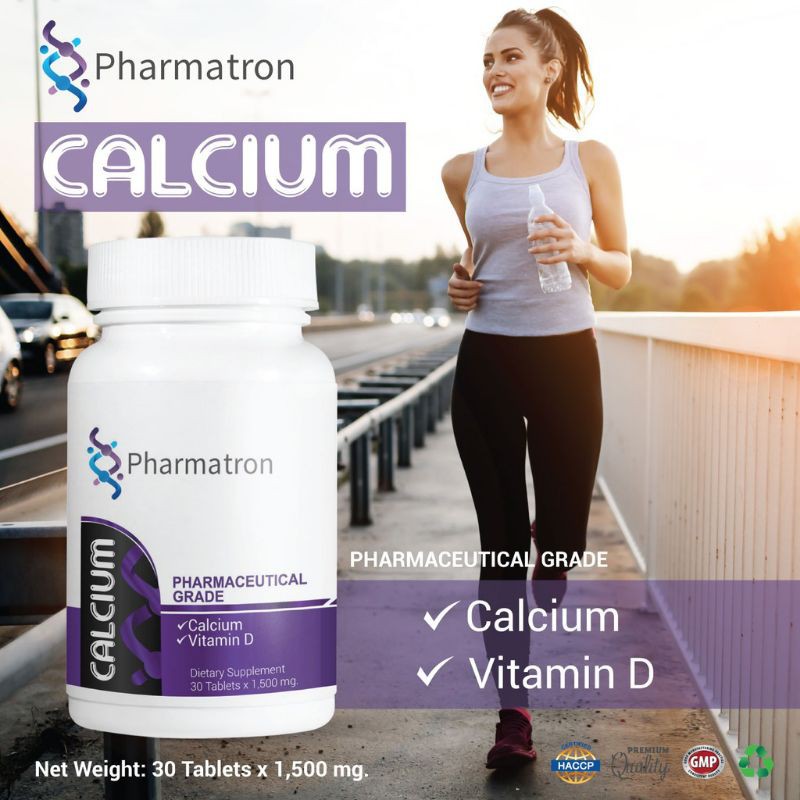 5 PV. แคลเซียม พลัส วิตามินดี x 1 ขวด ฟาร์มาตรอน Calcium plus Vitamin D Pharmatron 30 เม็ด x 1,500 mg. กระดูก
