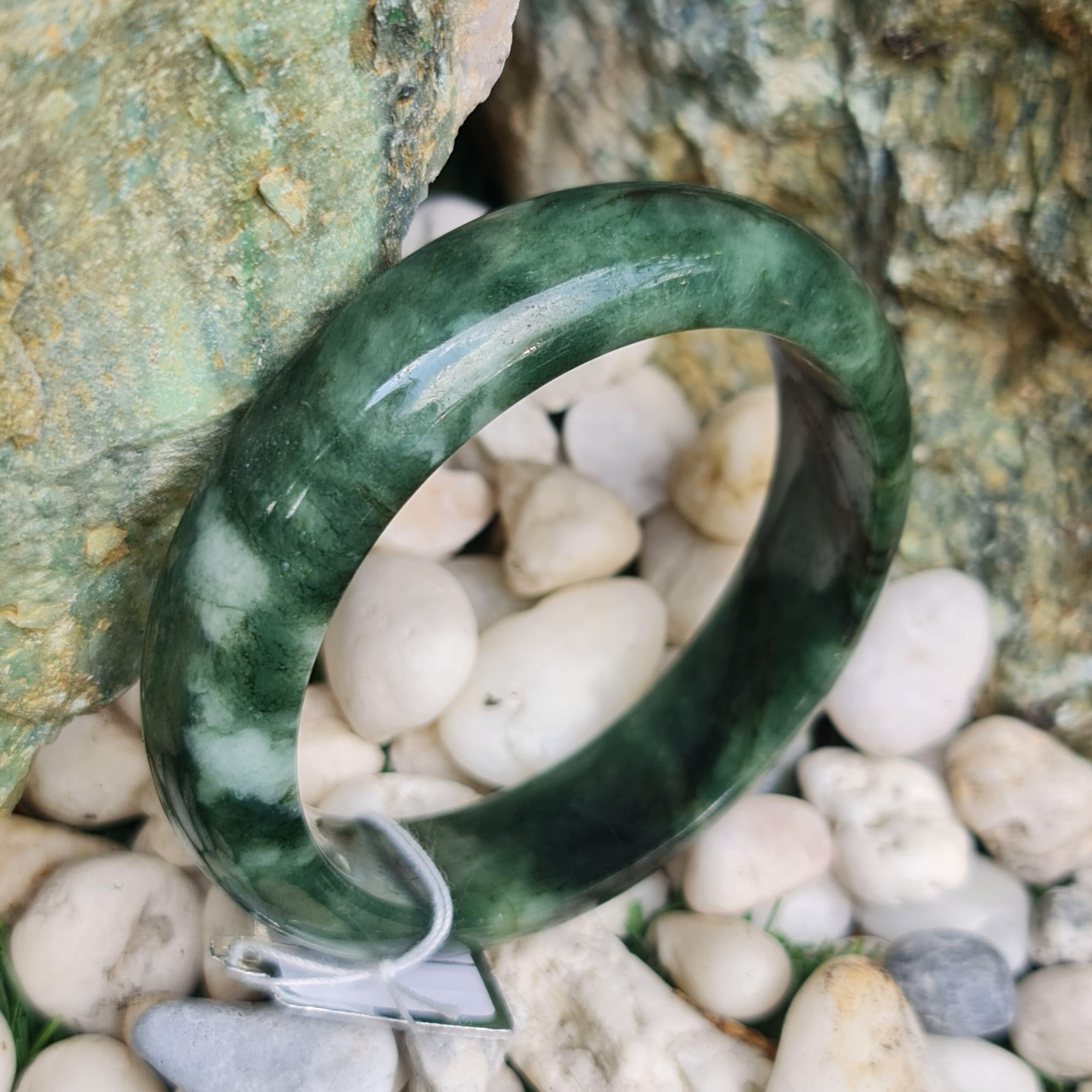 JB6804107 หยก พม่า แท้ Jade กำไลหยก 56.4 มม. (Jadeite bracelet) พม่า (Myanmar)