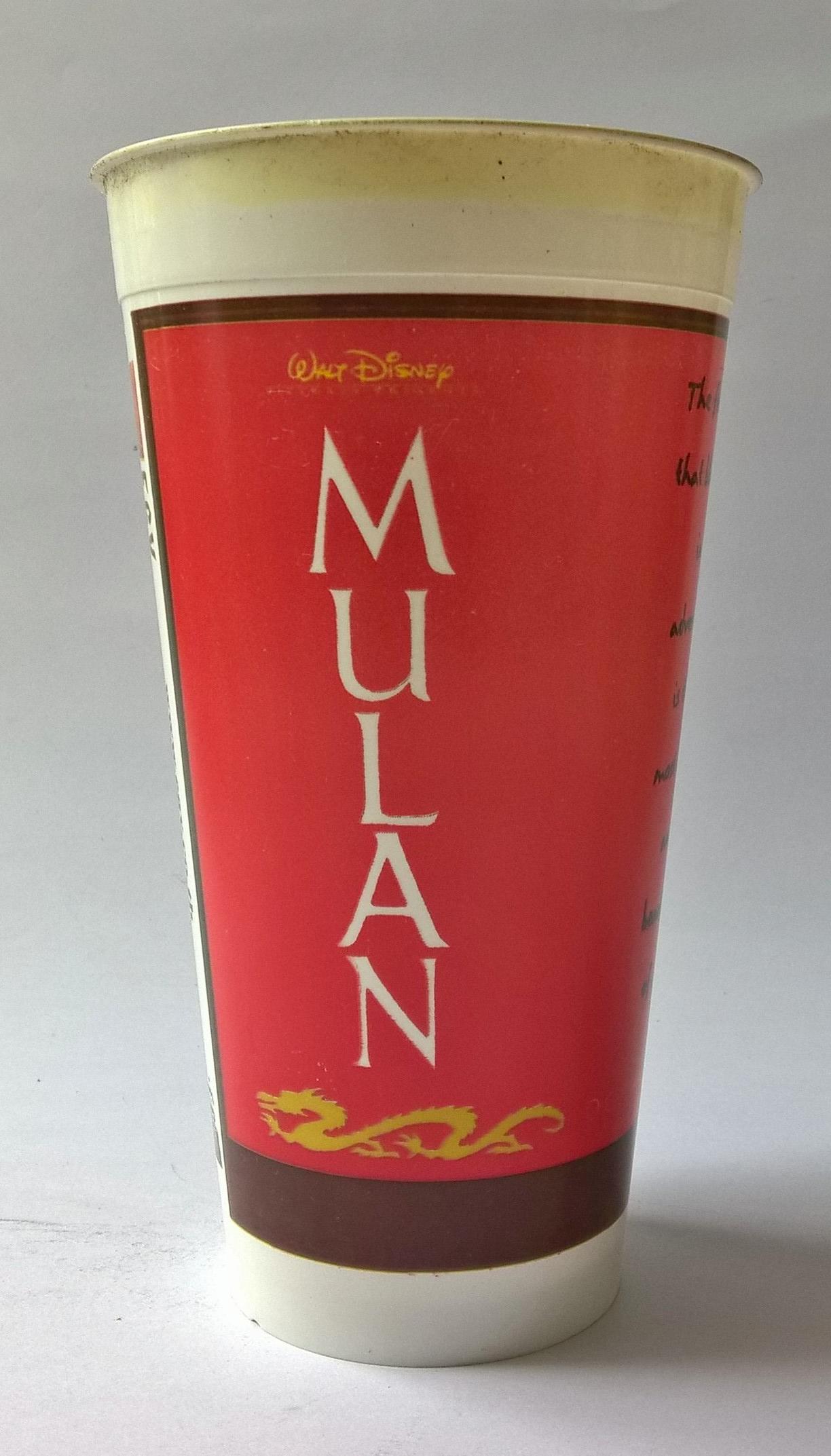 แก้วน้ำพลาสติกงานเก่า จากภาพยนต์ ดิสนีย์การ์ตูน เรื่อง มู่หลาน Mulan 2541 ของสะสมจาก EGV ของเก่า โปรดตรวจสอบทุกภาพ The flower that blooms in adversity is the most rare and beautiful of all