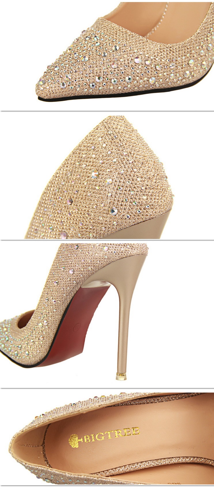 รองเท้าออกงาน รองเท้าส้นสูง ฝังเพชร สวยหรู