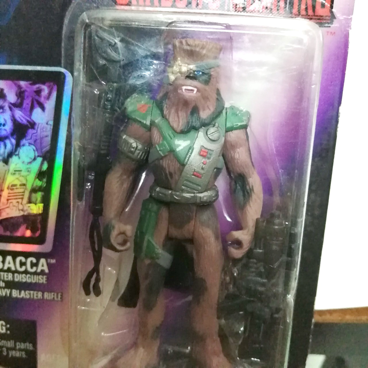 แอคชั่นฟิกเกอร์ สตาร์วอส์ ขนาดมาตราฐาน 3.75 นิ้ว ชุด ชิวอี้ บาวด์ตี้ฮันเตอร์ จากชุด the shadow of the empire แพคม่วง แพคไม่สวย ปัจจุบันหายาก