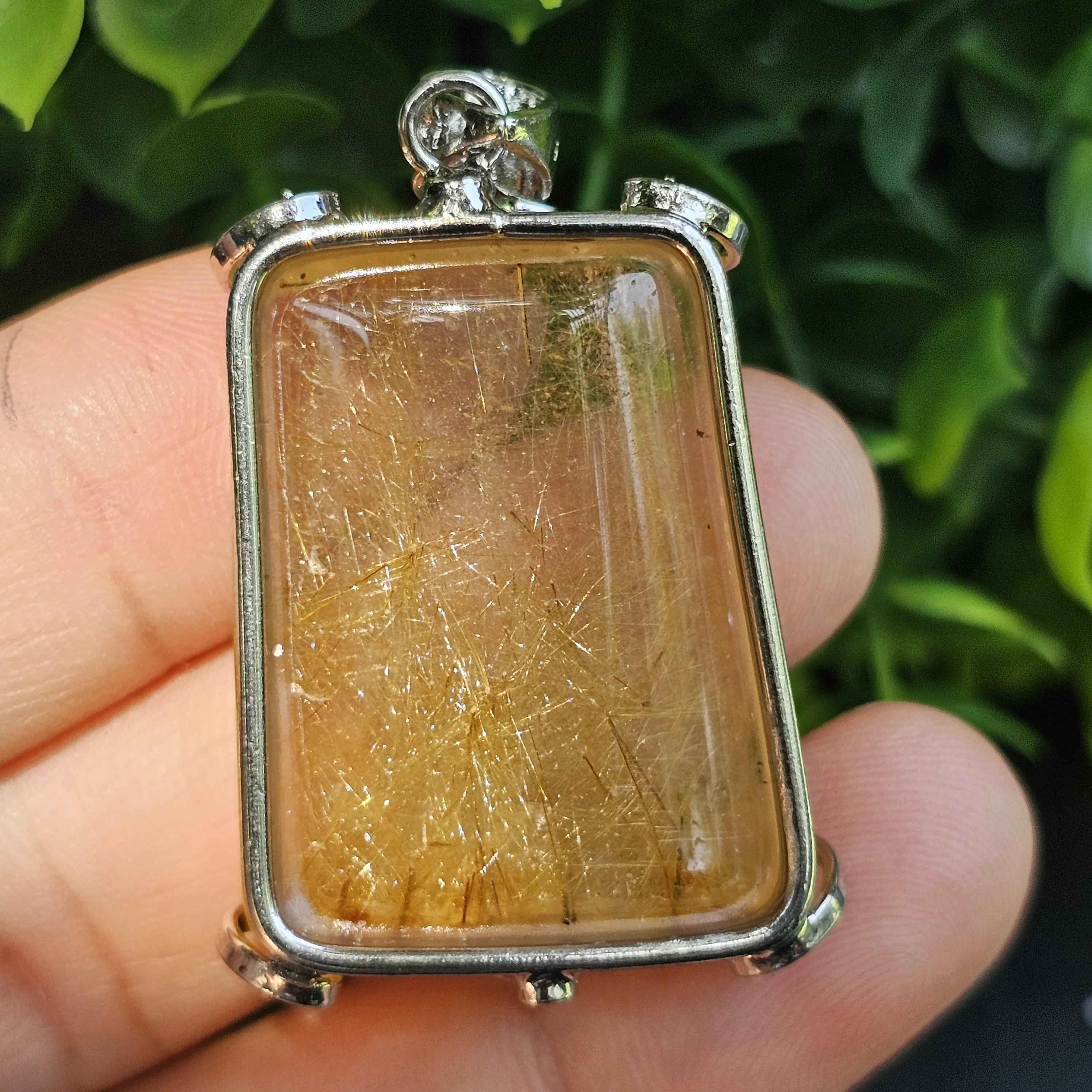 จี้ไหมทอง (Golden Rutilated Quartz) 16.34 กรัม g. พลอยแท้ อัญมณีมงคลประจําวันเกิด เครื่องประดับพลอย