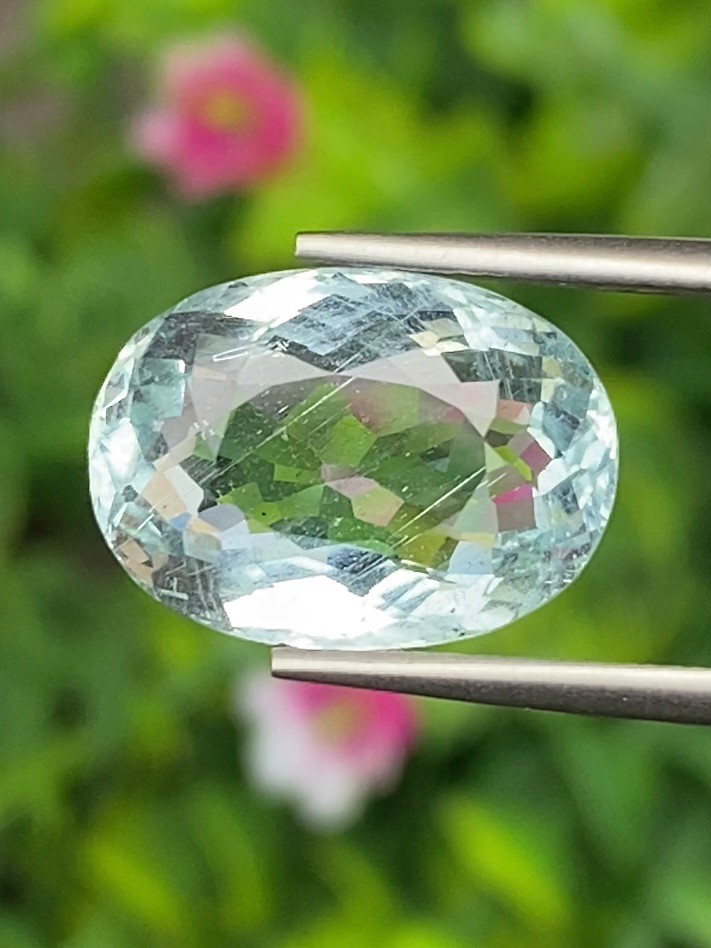 พลอย อความารีน Aquamarine 6.06 กะรัต (Cts.) พลอยแท้ อัญมณีมงคลประจําวันเกิด เครื่องประดับพลอย
