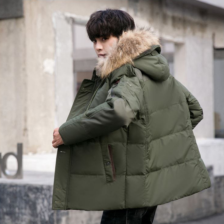 เสื้อกันหนาวผู้ชาย เสื้อแจ็คเก็ตขนเป็ดรุ่นหนาลุยหิมะ ฮู้ดแต่งเฟอร์ (10168MM)