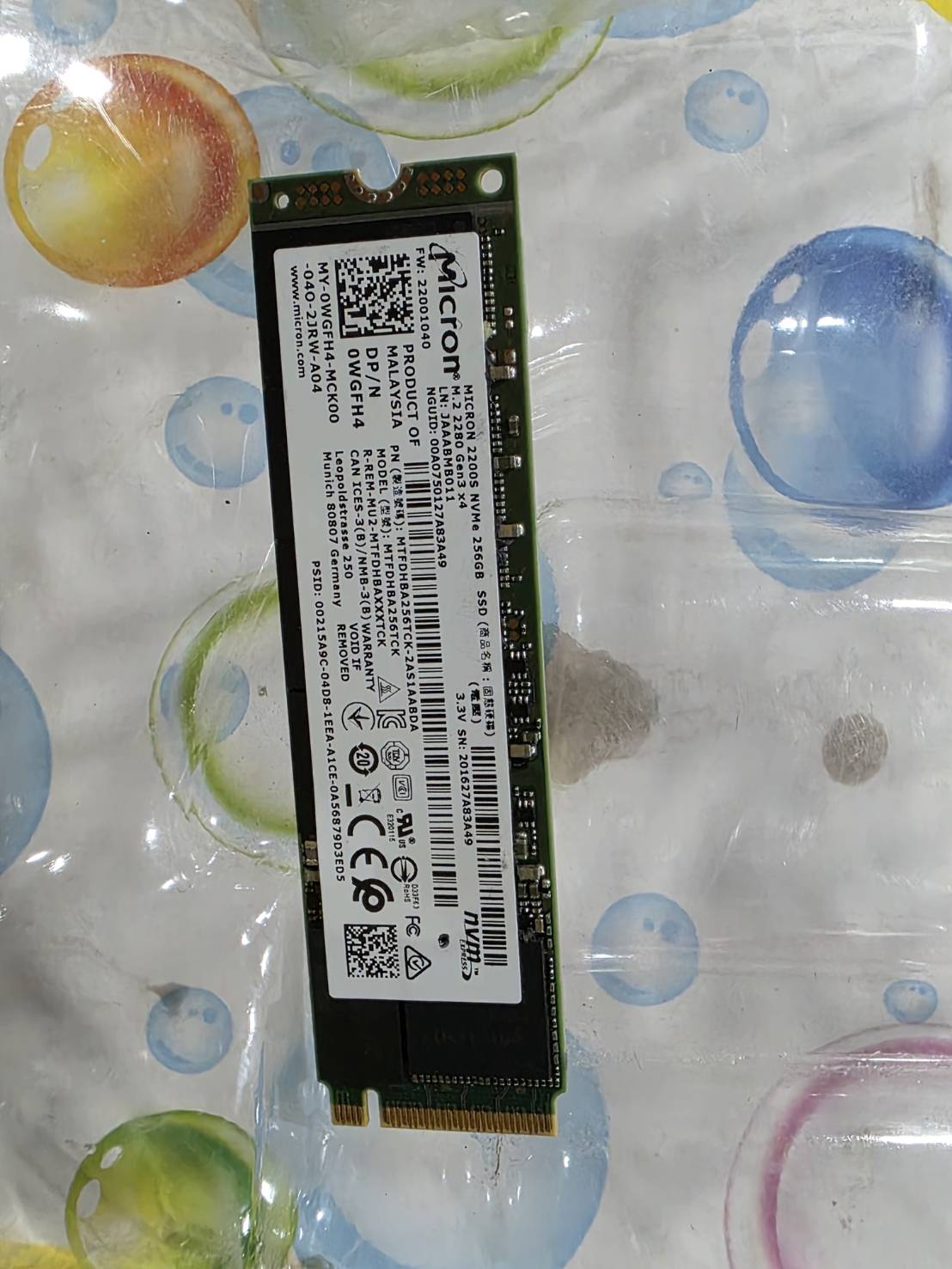 SSD Micron 2200S NVME 256 GB
