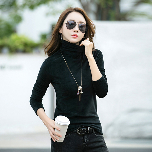 เสื้อกำมะหยี่คอเต่า แขนยาว ผ้าหนานุ่มสองด้าน (12337X)