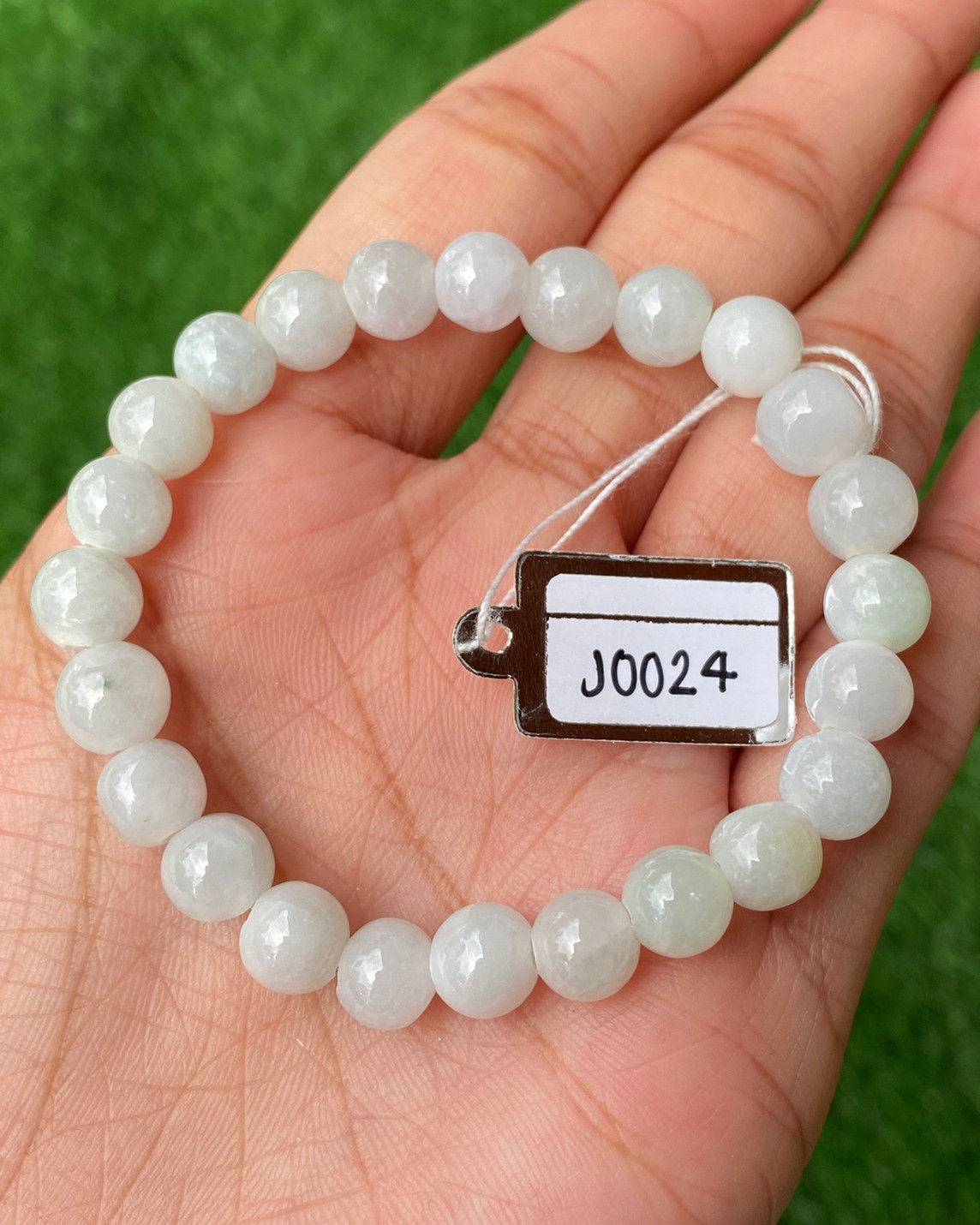 J0024 หยก พม่า แท้ Jade กำไล ประคำหยก (Jadeite Beads Bracelet) พม่า (Myanmar)