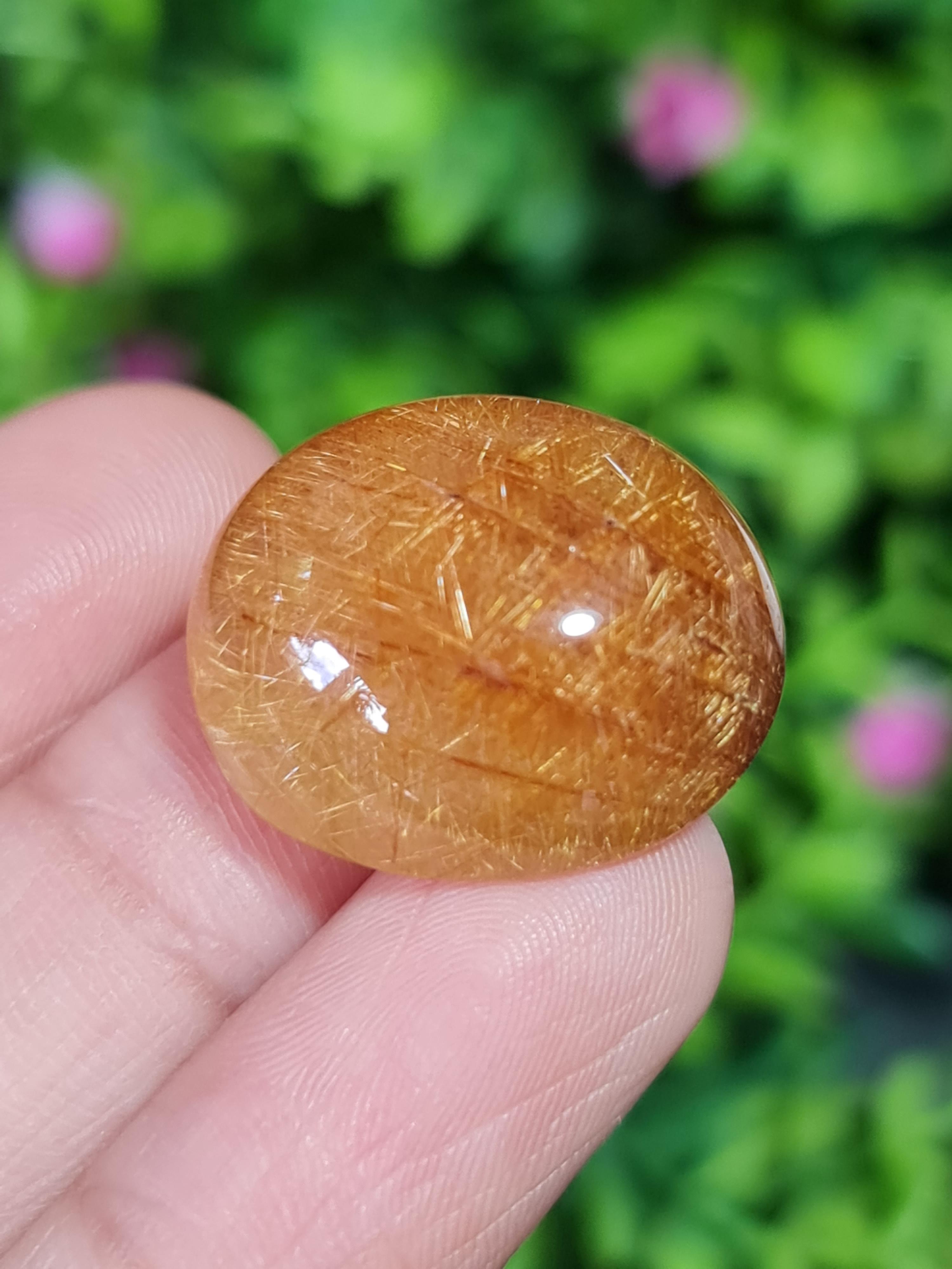 ไหมทอง ควอตซ์ Golden Rutilated Quartz 37.55 กะรัต Cts.พลอยแท้ อัญมณีมงคลประจําวันเกิด เครื่องประดับพลอย