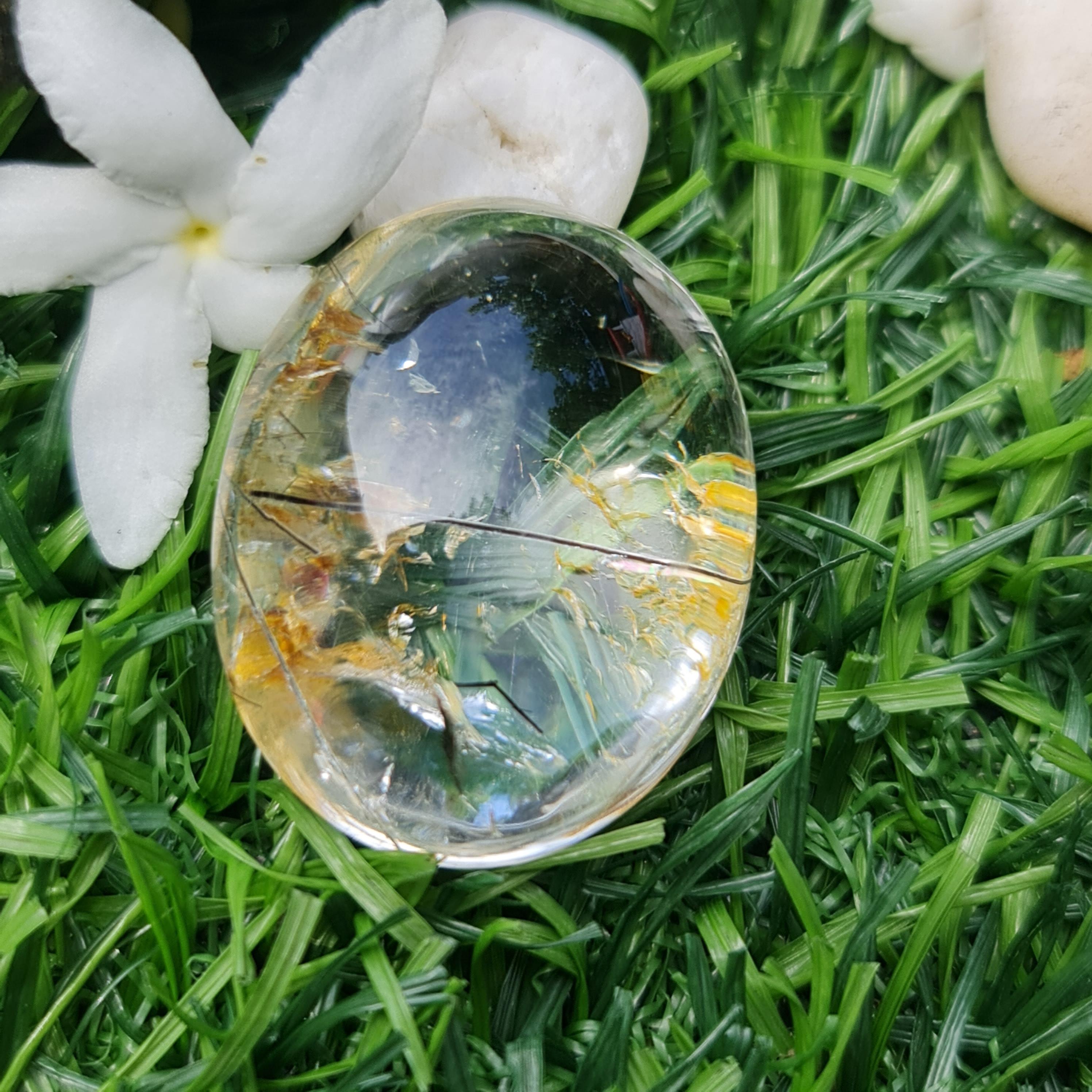 โป่งข่าม ควอตซ์ Rutilated Quartz 78.96 กะรัต Cts. พลอยแท้ อัญมณีมงคลประจําวันเกิด เครื่องประดับพลอย