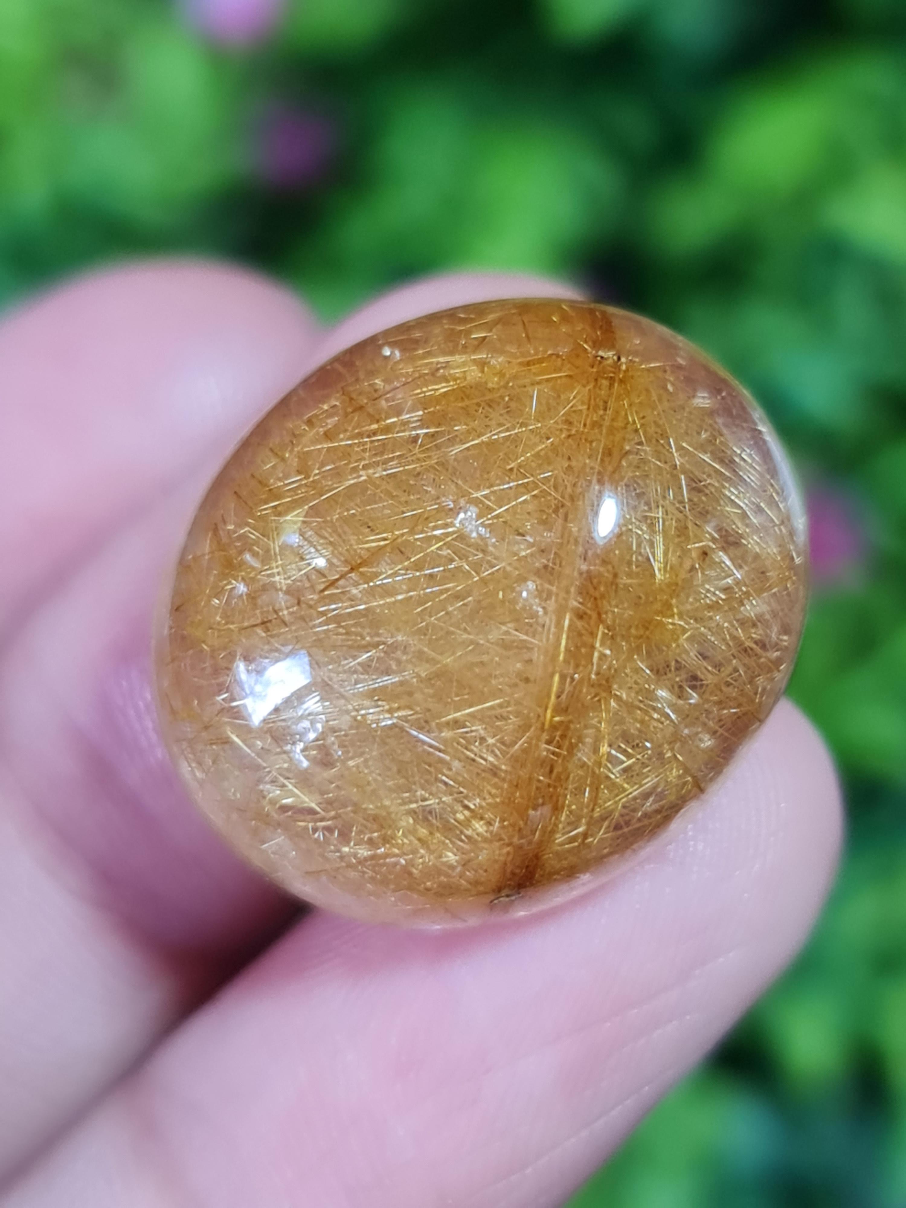 ไหมทอง ควอตซ์ Golden Rutilated Quartz 45.15 กะรัต Cts.พลอยแท้ อัญมณีมงคลประจําวันเกิด เครื่องประดับพลอย