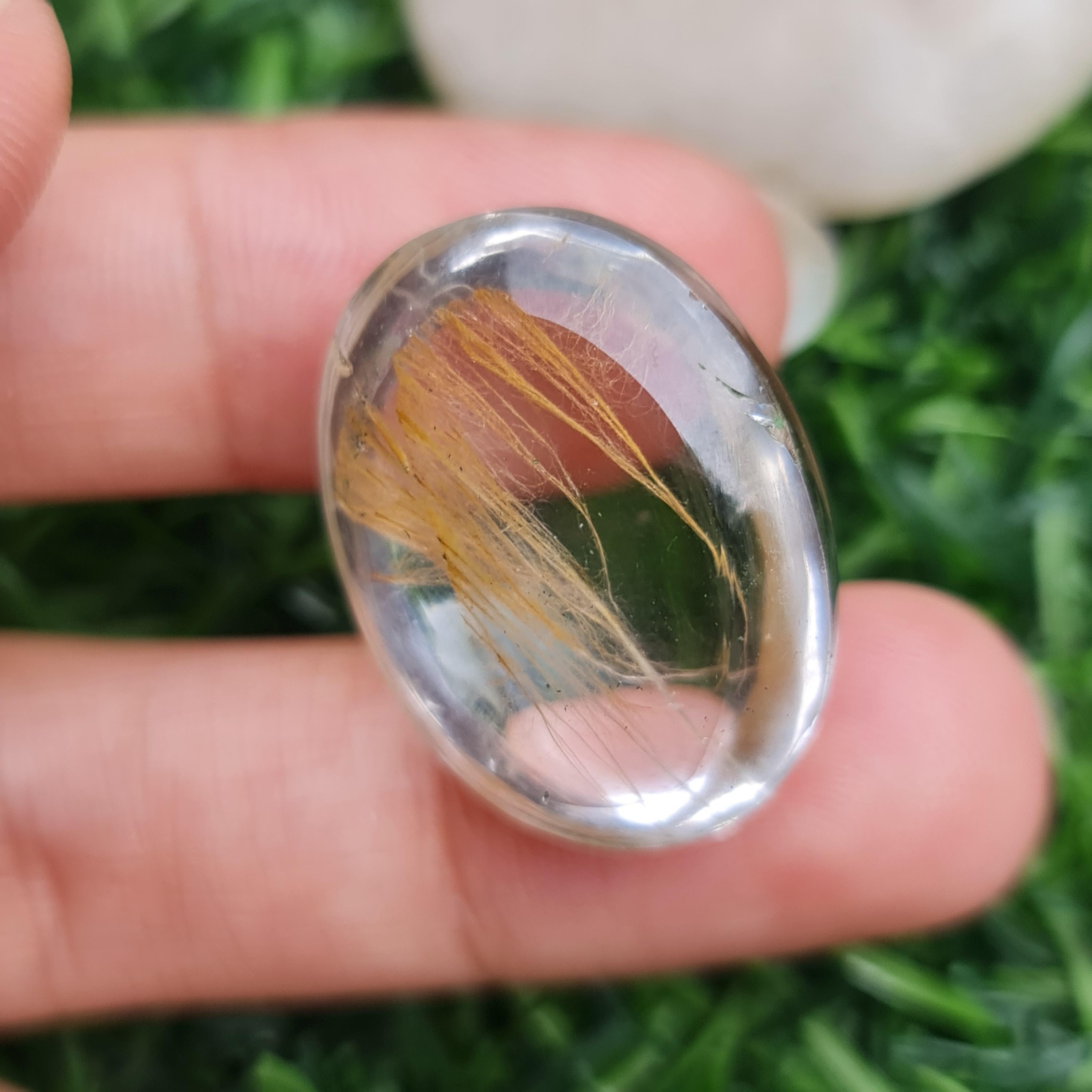 โป่งข่าม ควอตซ์ Rutilated Quartz 50.06 กะรัต Cts. พลอยแท้ อัญมณีมงคลประจําวันเกิด เครื่องประดับพลอย