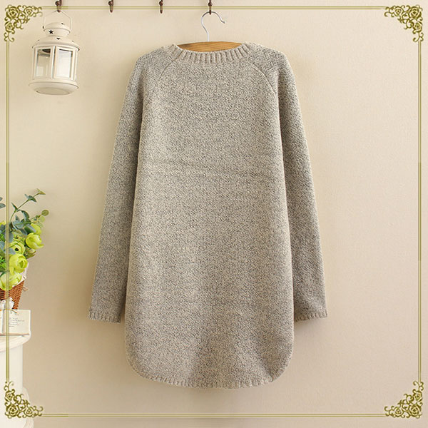 เสื้อไหมพรมตัวยาว ปักลายเด็กน้อยสไตล์วินเทจ (12061LM)