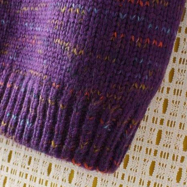 เดรสคอเต่ากันหนาวตัวยาว ไหมพรมวูลหนาถักสลับสี (12029LM)