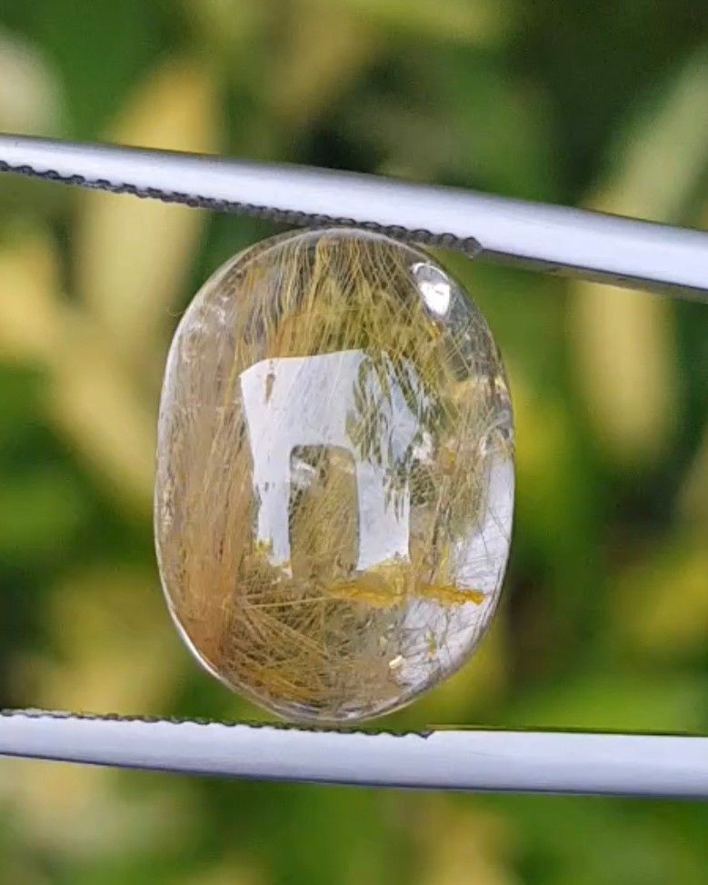 ไหมทอง ควอตซ์ Golden Rutilated Quartz 16.62 กะรัต Cts.พลอยแท้ อัญมณีมงคลประจําวันเกิด เครื่องประดับพลอย