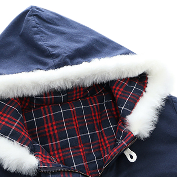 เสื้อโค้ทกันหนาวแฟชั่นญี่ปุ่น ฮู้ดแต่งเฟอร์ ปักลายสไตล์วินเทจ (12206LM)