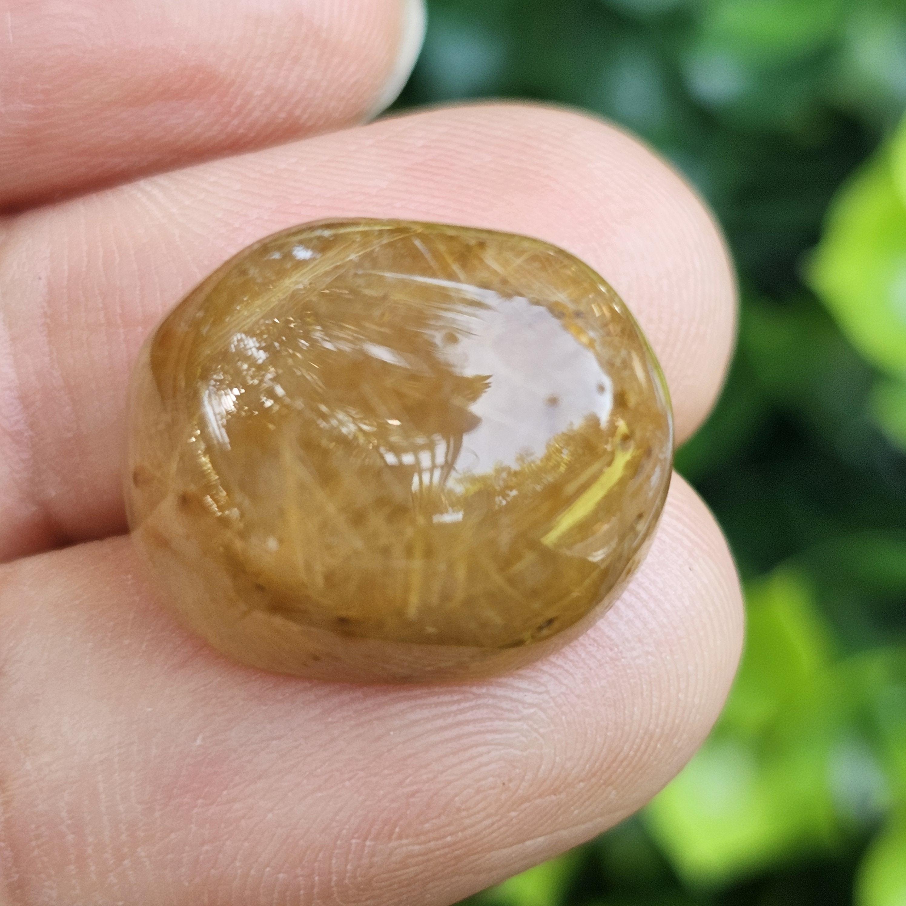 ไหมทอง ควอตซ์ Golden Rutilated Quartz 21.24 กะรัต Cts.พลอยแท้ อัญมณีมงคลประจําวันเกิด เครื่องประดับพลอย