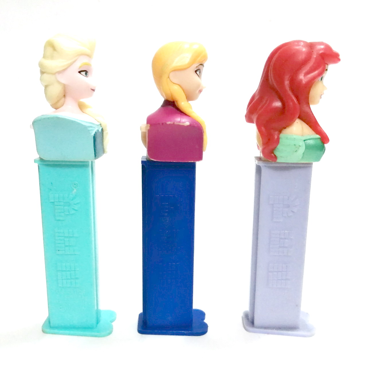 ของสะสมเจ้าหญิงดิสนีย์ กล่องใส่ขนมเพซ :-พี่น้องโฟรเซ่น เจ้าหญิงเอลซ่า,อันนา,แอเรี่ยล Pez dispenser Disney princess Collection: Frozen sisters:Elsa, Anna,Ariel***ไม่มีขนม มีรอยเล็กน้อย