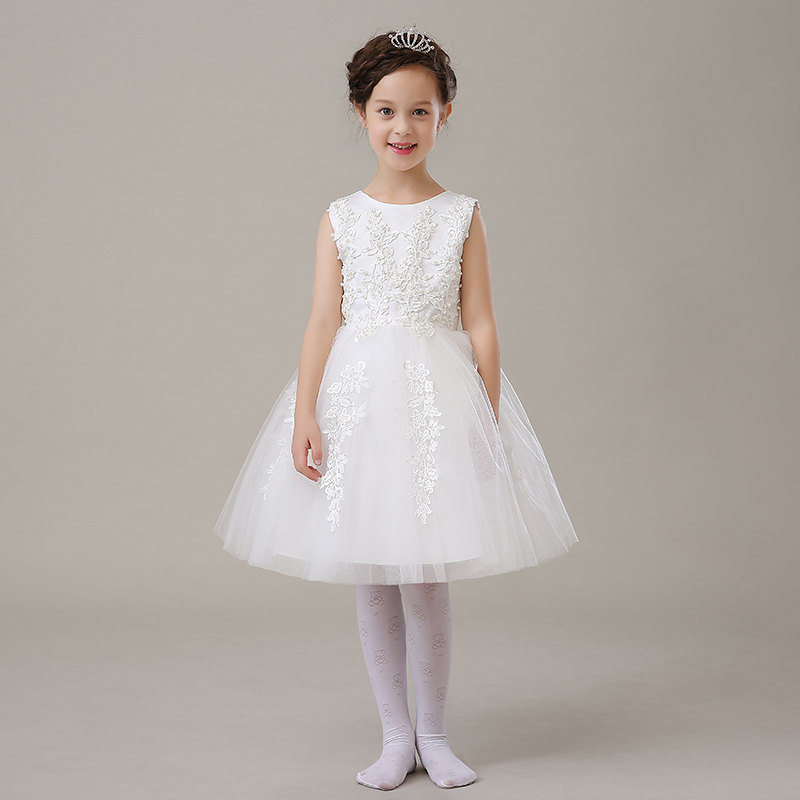 Pre-Order ชุดราตรีเด็ก สไตล์เจ้าหญิง แขนสั้น แขนกุด ปักดิ้น ปักมุก