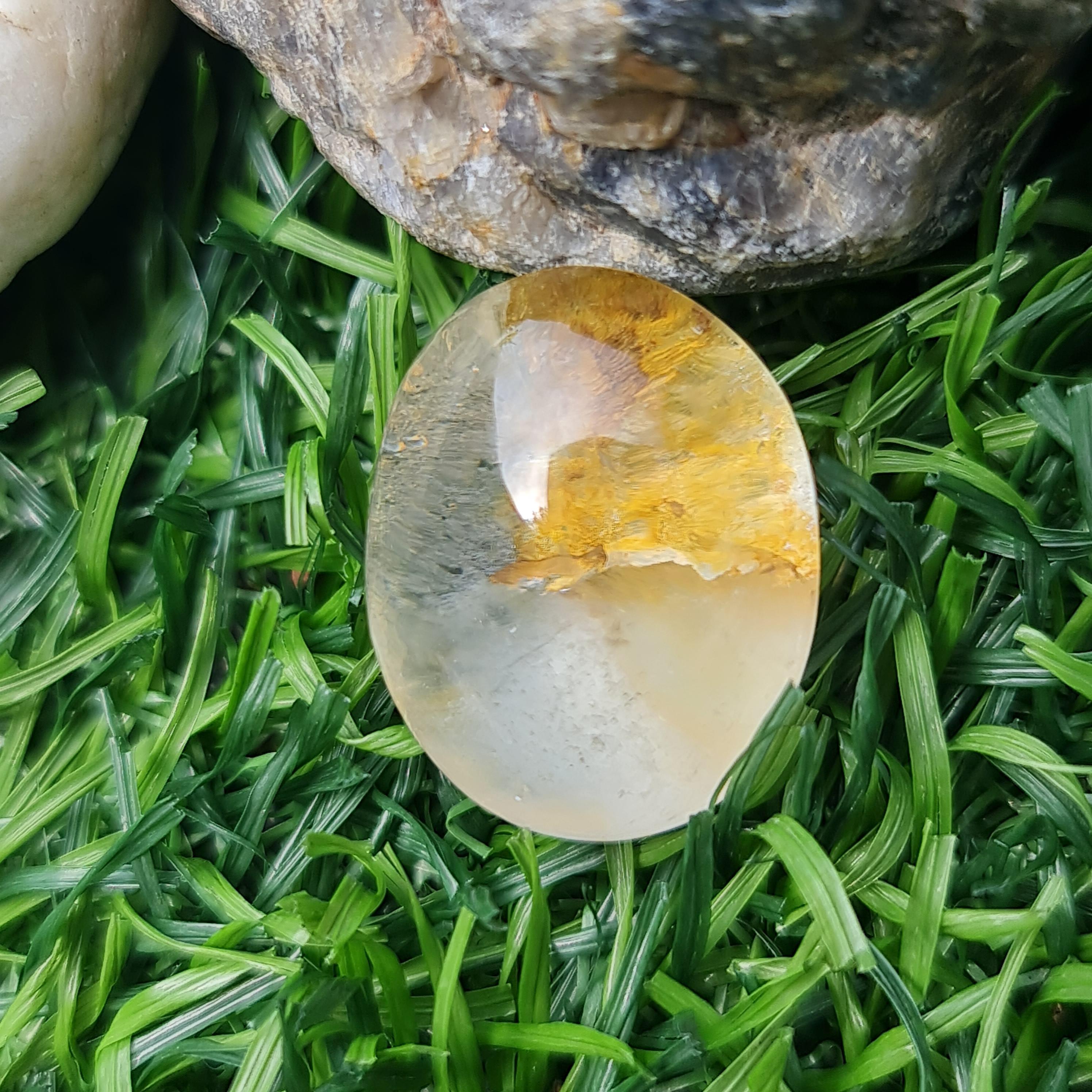 โป่งข่าม ควอตซ์ Rutilated Quartz 31.50 กะรัต Cts. พลอยแท้ อัญมณีมงคลประจําวันเกิด เครื่องประดับพลอย