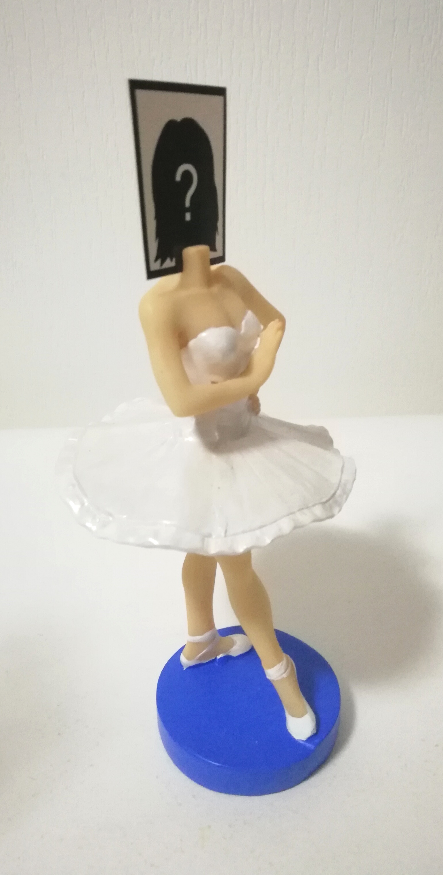 กรอบรูป photo frame รูปสาวน้อยเต้นบัลเล่ต์ ชุดสีขาว บนฐานสึฟ้า ชิ้นงานเรซื่น ใส่ภาพ เฉพาะศรีษะ ตามภาพ สูงประมาณ 15 ซม.