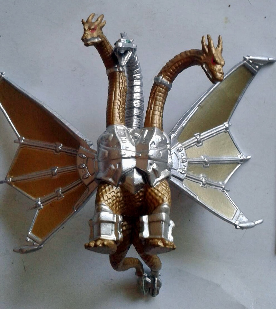 มังกร 3 หัวสีเงิน-ทอง สูง 11 ซม.