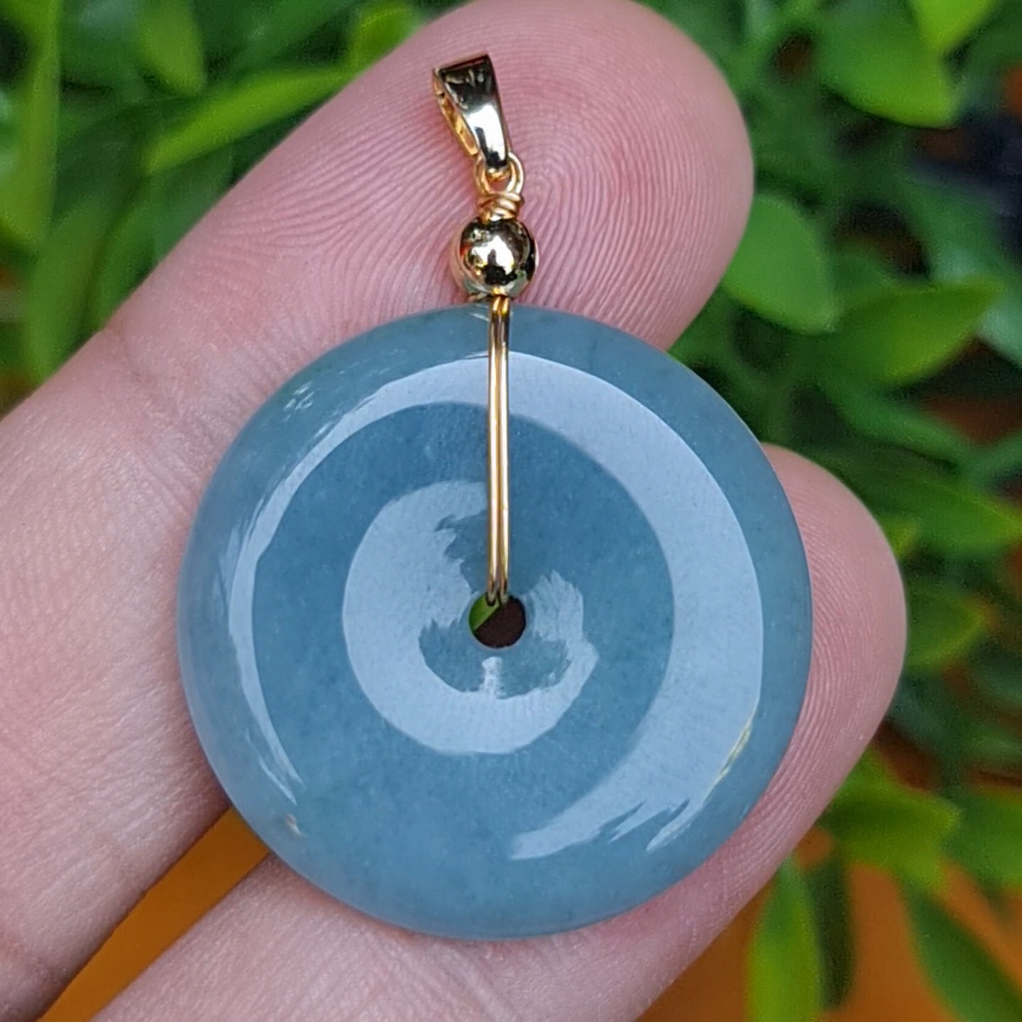 หยก จี้โดนัทหยก 37.0 Cts. (ฺBi Disc Jade) หยกแท้ อัญมณีมงคลประจําวันเกิด เครื่องประดับพลอย