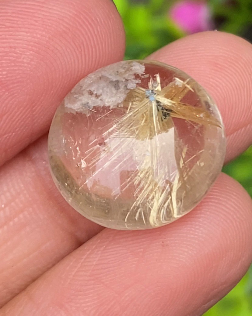ไหมทอง สตาร์ ควอตซ์ Golden Star Rutilated Quartz 19.36 กะรัต Cts.พลอยแท้ อัญมณีมงคลประจําวันเกิด เครื่องประดับพลอย