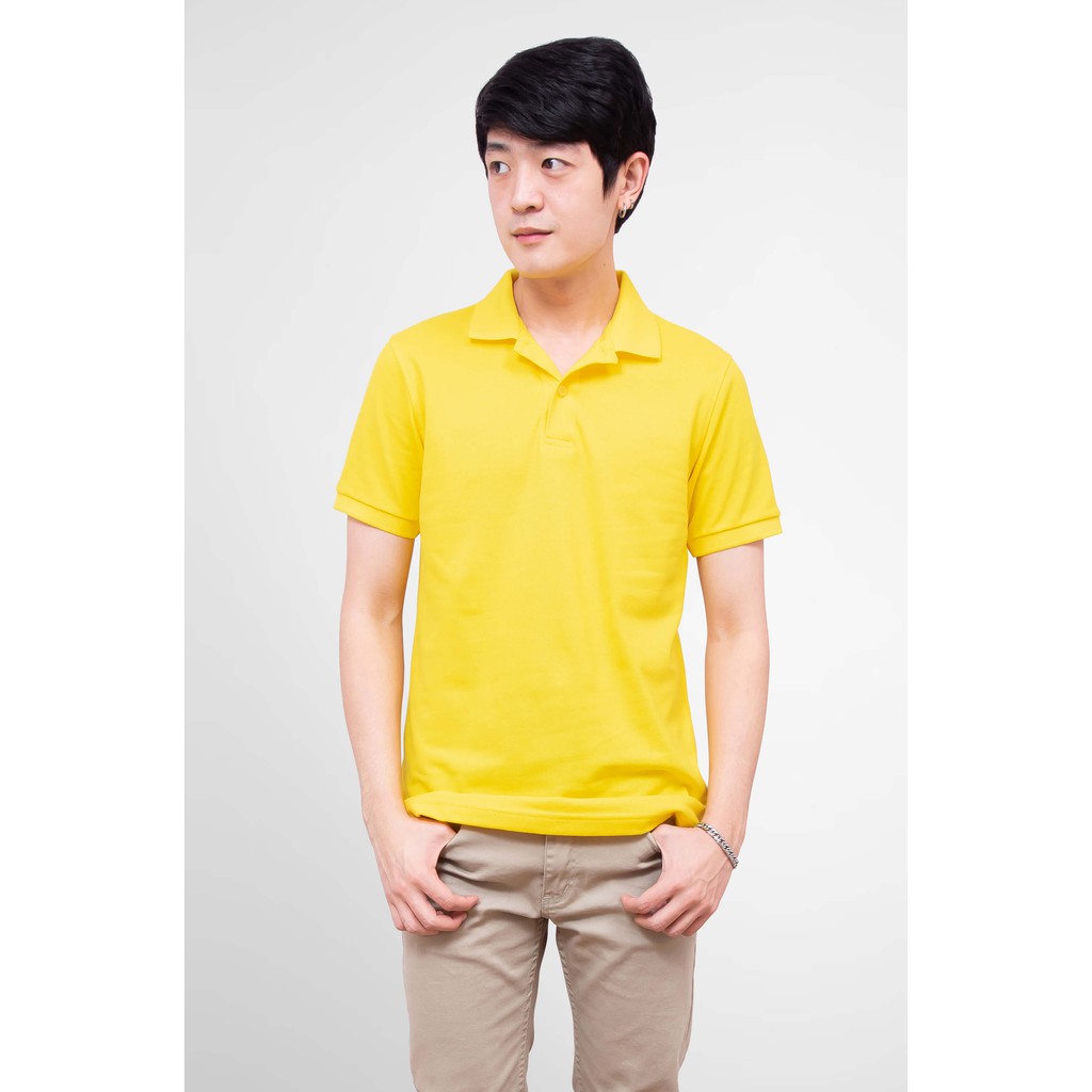 No Problem Noproblem ยอดขาย No.1 รับประกัน ไม่ย้วย ไม่ยืด ผ้านุ่ม เสื้อโปโล ชาย สีเหลืองบุษราคัม