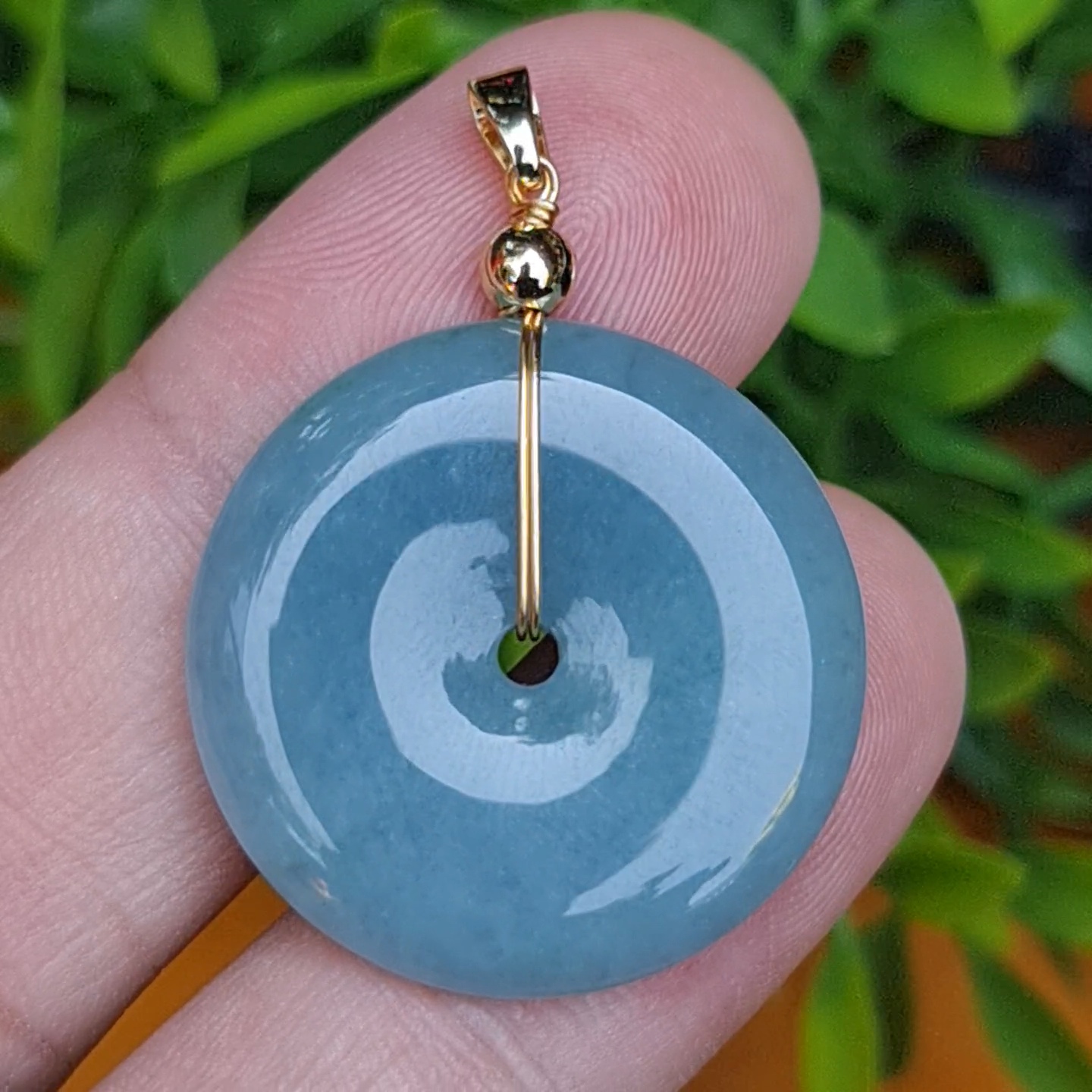 หยก จี้โดนัทหยก 37.0 Cts. (ฺBi Disc Jade) หยกแท้ อัญมณีมงคลประจําวันเกิด เครื่องประดับพลอย