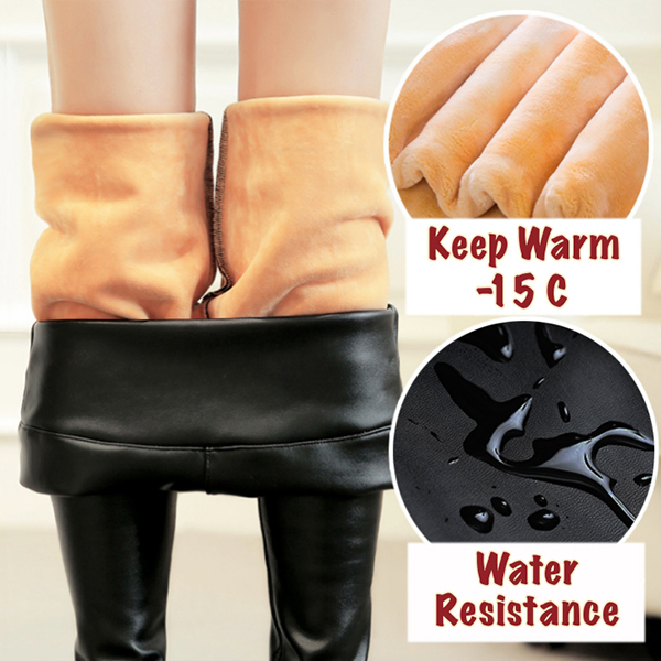 กางเกงหนังบุขนแคชเมียร์ กันหนาวติดลบลุยหิมะได้ (12324L)