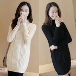 เสื้อไหมพรมคอเต่าตัวยาว แขนยาว ถักลายนูน (11994B)