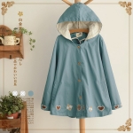 เสื้อแจ็คเก็ตกันหนาววินเทจ มีฮู้ดซับผ้าลูกไม้น่ารัก (12093LM)