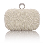 Pre-order กระเป๋าออกงาน Evening Clutch ทรงสีเหลี่ยมเล็ก แต่งมุกทั้งใบ มีที่ถือสะดวก มาพร้อมสายสะพายสั้น/ยาว จุกเปิดหัวเพชรหรู