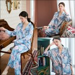 🚩พร้อมส่ง🚩ชุดนอนซาติน Silk Satin ไหมซาตินเกรดพรีเมี่ยม สีพาสเทลพิมพ์ลายดอกน่ารัก ผ้านุ่มลื่นละมุนผิว (ST121)