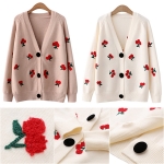 คาร์ดิแกน เสื้อคลุมไหมพรมกันหนาวถักลายเชอร์รี่ (12312LM)