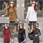 HEATTECH เสื้อคอเต่ากันหนาวตัวยาวสีพื้น (12130X)