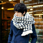 ผ้าพันคอกันหนาว ไหมพรมนุ่มฟูถักลายผืนยาวใช้ได้ทั้งชายหญิง (11937L)