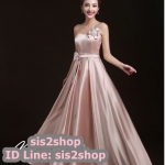 พร้อมส่ง ชุดราตรียาว ไหล่เดียว มาพร้อมเข็มกลัด เนื้อผ้านิ่มใส่สบาย