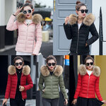 เสื้อโค้ทกันหนาวติดลบลุยหิมะ ทรงสลิม มีฮู้ดเฟอร์ใหญ่ถอดได้ (12262X)