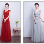 พร้อมส่ง ชุดราตรียาว แขนกุด สีเทา สวยหรูด้วยลูกไม้ลายดอกกุหลาบ เนื้อผ้าเล่นแสงไฟ กระโปรงทิ้งตัว โบว์คาดเอว (ซิปหลัง)