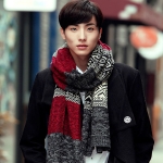 ผ้าพันคอไหมพรมถักลาย ผืนยาว ใช้ได้ทั้งชายและหญิง (10263MM)