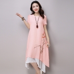 เดรสยาวแฟชั่นวินเทจ ผ้าทอพิมพ์ลายชายพริ้วสวย (11814M)