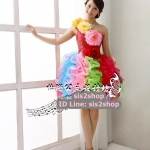 พร้อมเช่า ชุดแฟนซี ชุดราตรี สีรุ้ง ระบายฟูสวย