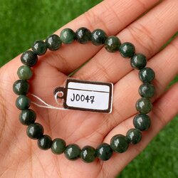 J0047 หยก พม่า แท้ Jade กำไล ประคำหยก (Jadeite Beads Bracelet) พม่า (Myanmar)